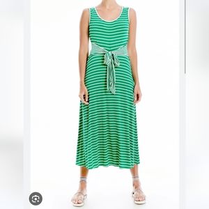 Max Studio Green and White Striped Knit Dress, M